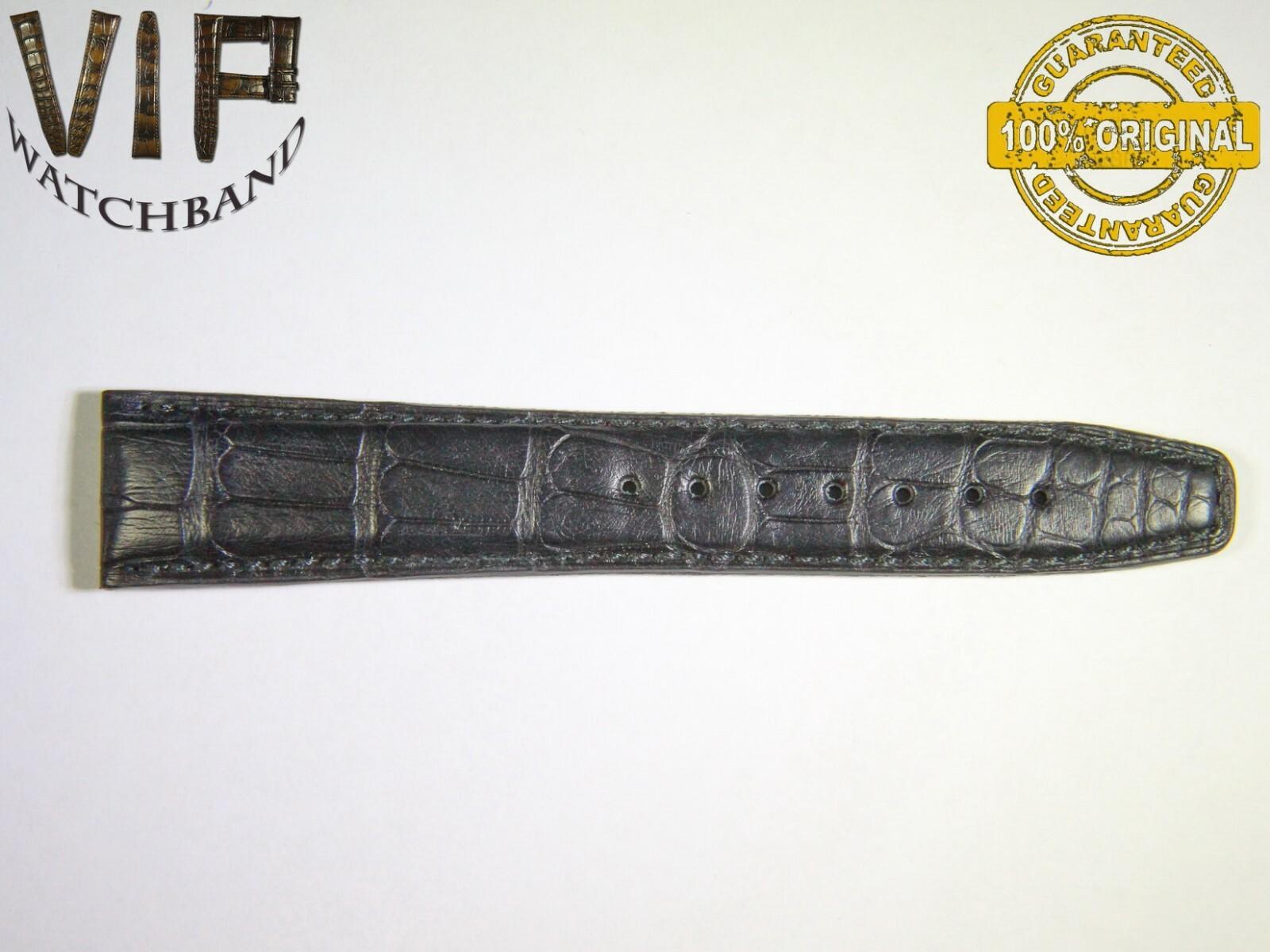 IWC 20mm long strap half, crocodile, black — face side