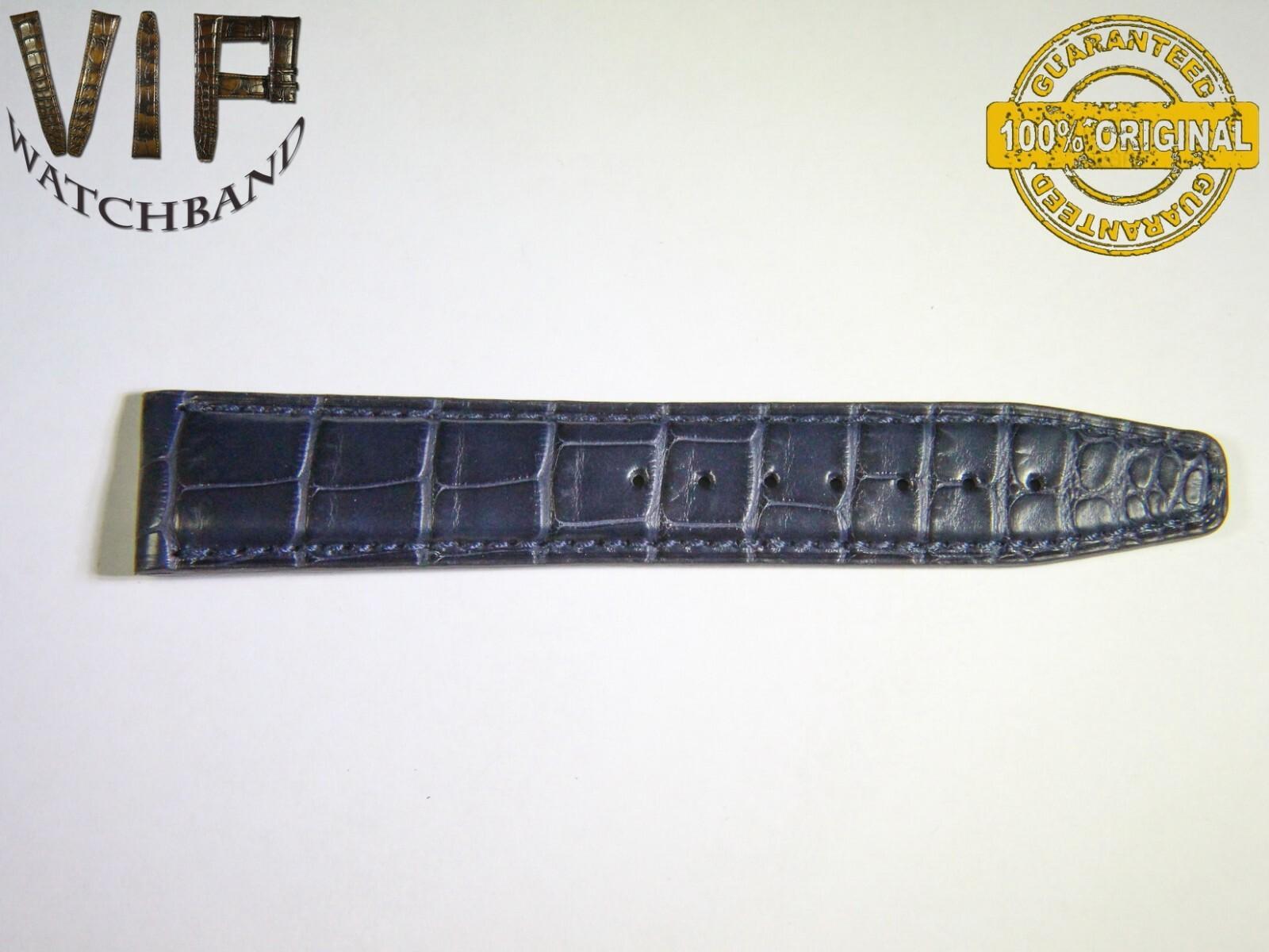 IWC 20mm long strap half, crocodile, blue — face side