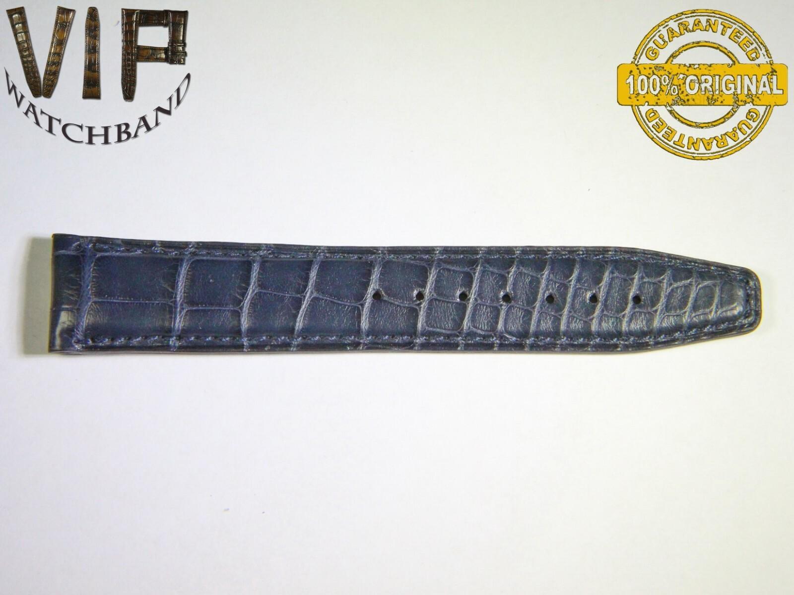 IWC 20mm long strap half, crocodile, blue — face side