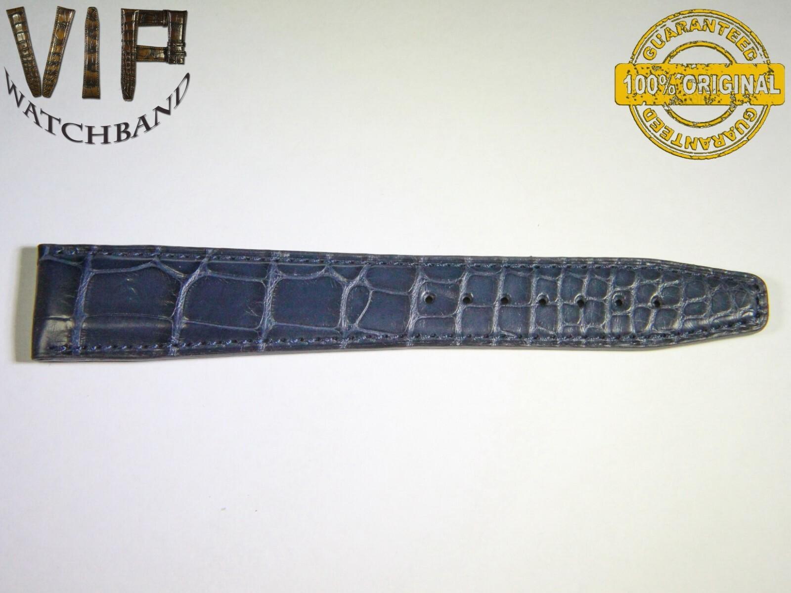 IWC 20mm long strap half, crocodile, blue — face side