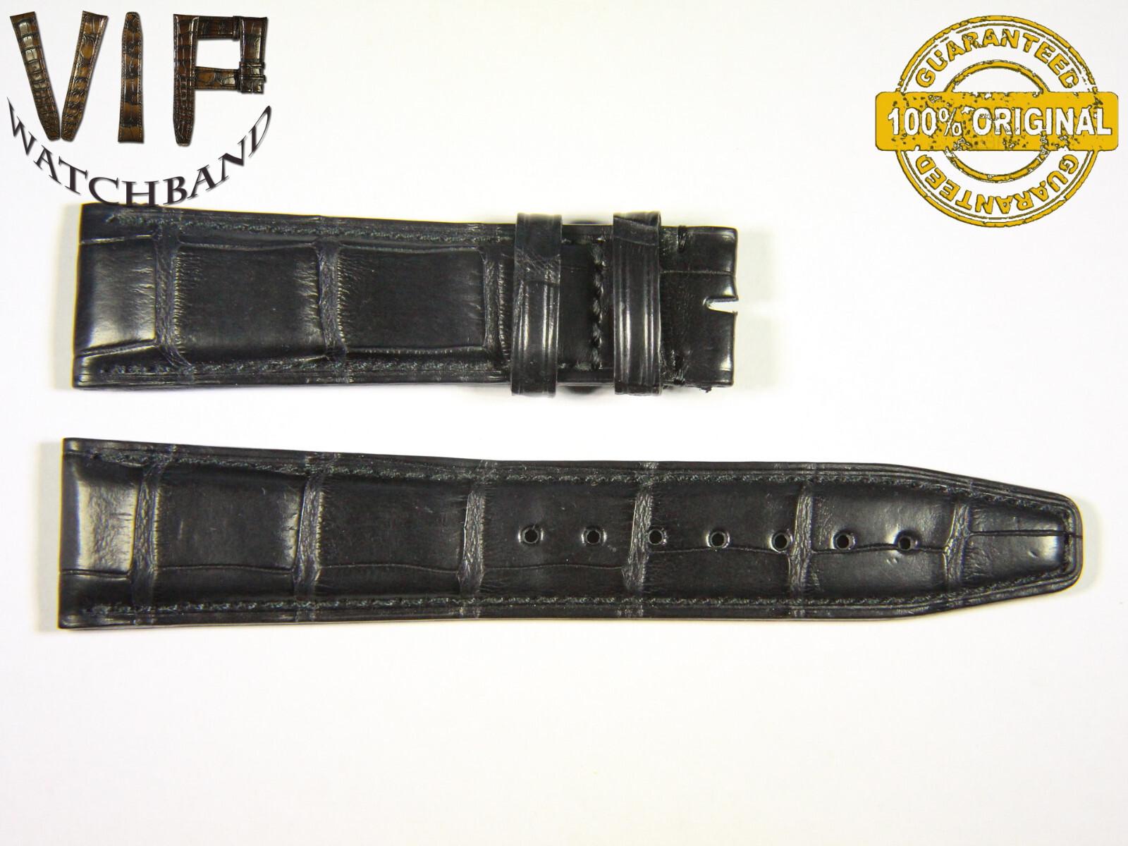 IWC 21mm strap, crocodile, black — face side
