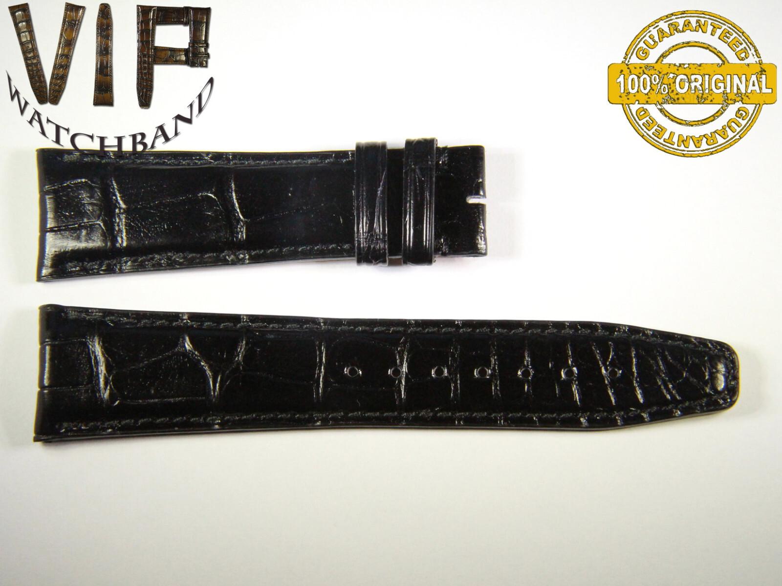 IWC 22mm strap, crocodile, black — face side
