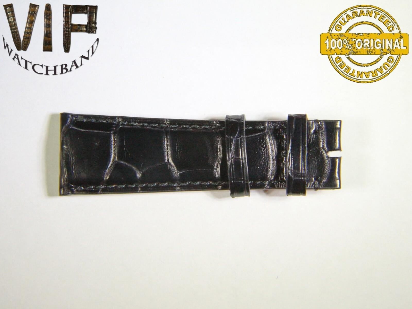IWC 22mm short strap half, crocodile, black — face side