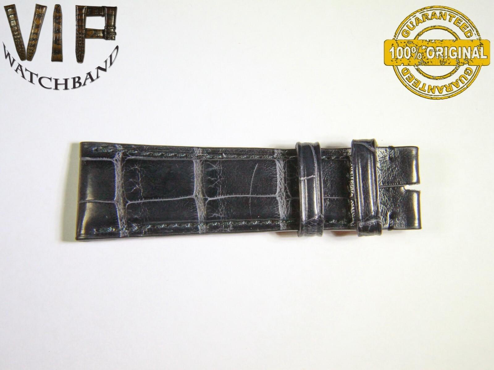 IWC 22mm short strap half, crocodile, black — face side