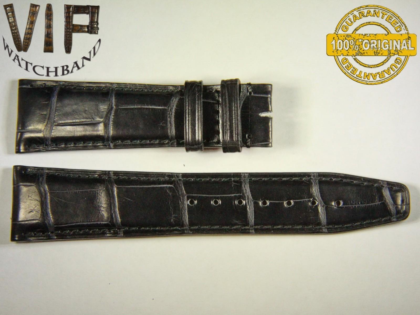 IWC 22mm strap, crocodile, black — face side