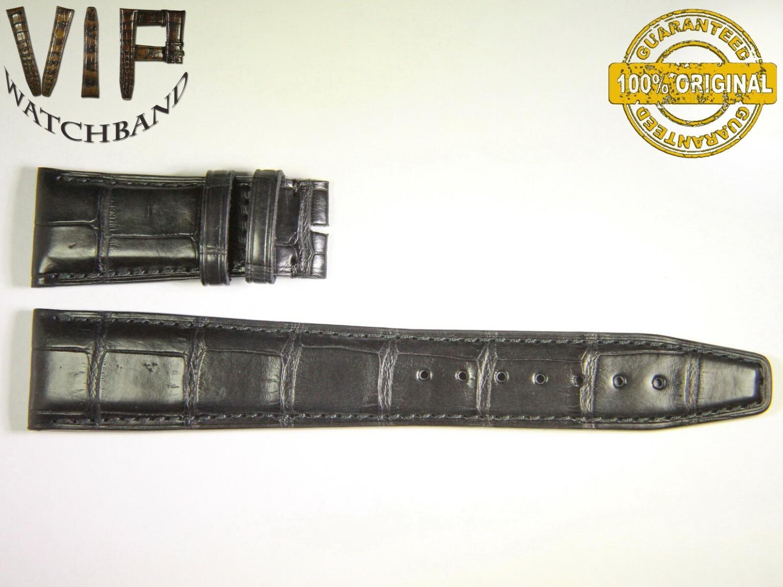 IWC 22mm strap, crocodile, black — face side