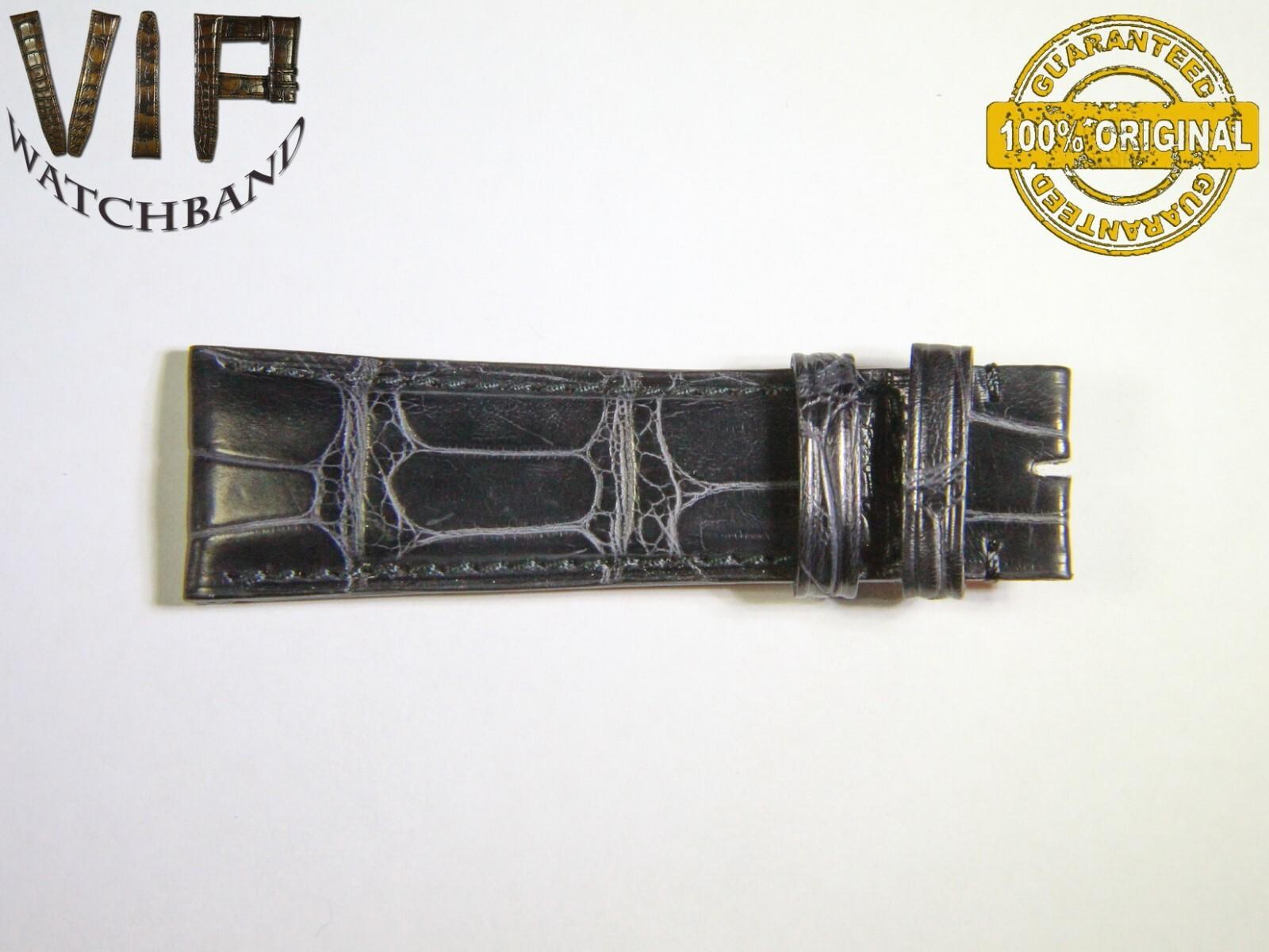 IWC 22mm short strap half, crocodile, black — face side