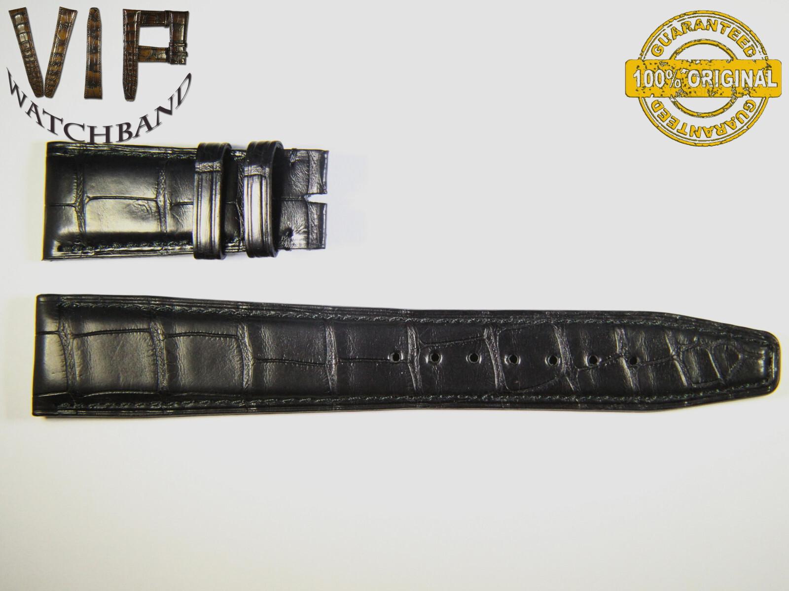 IWC 22mm strap, crocodile, black — face side