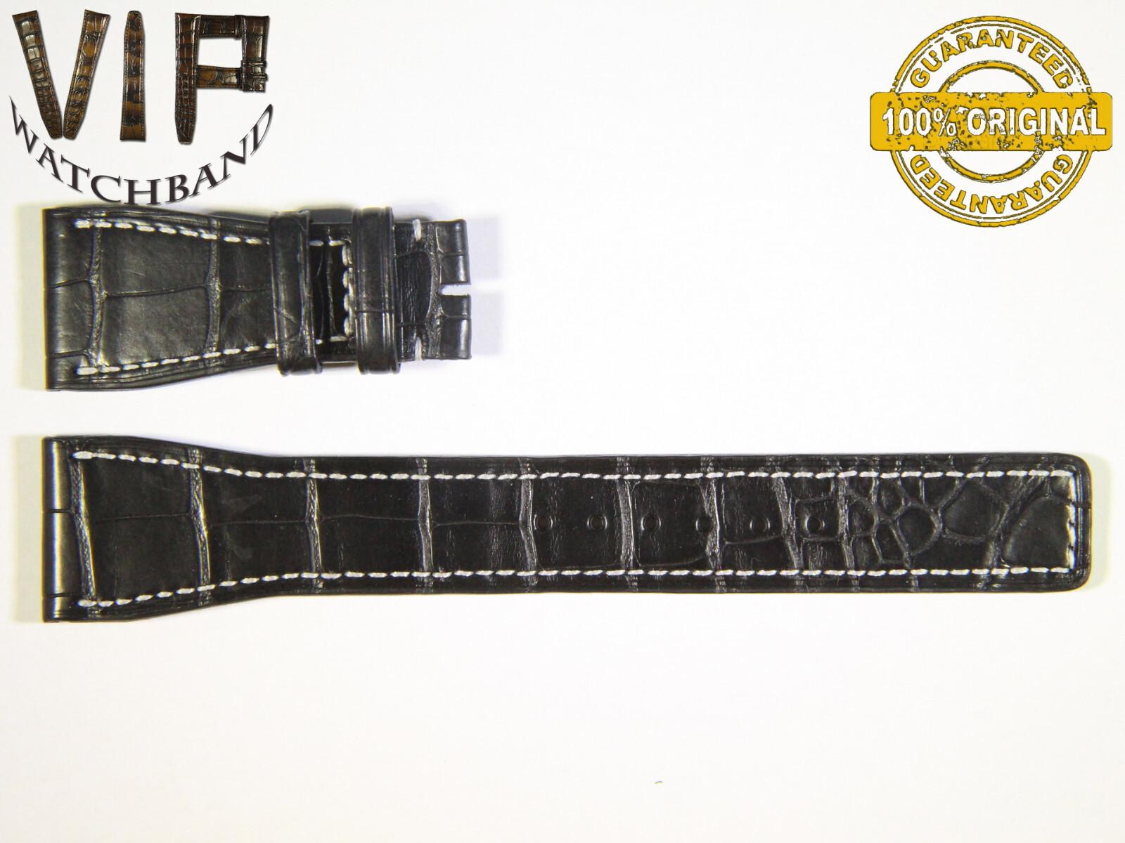 IWC 24mm strap, crocodile, black — full-screen drawing