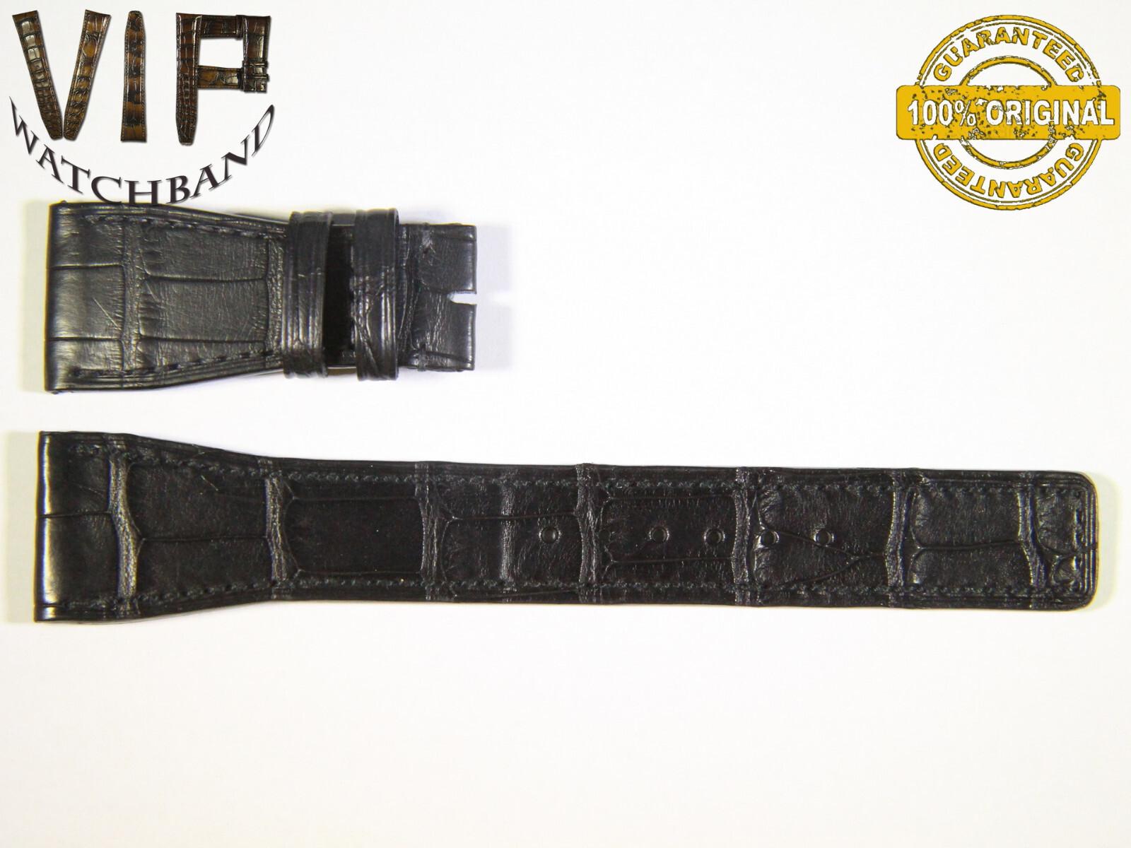 IWC 24mm strap, crocodile, black — face side