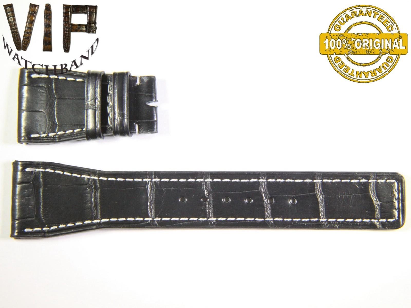 IWC 24mm strap, crocodile, black — face side