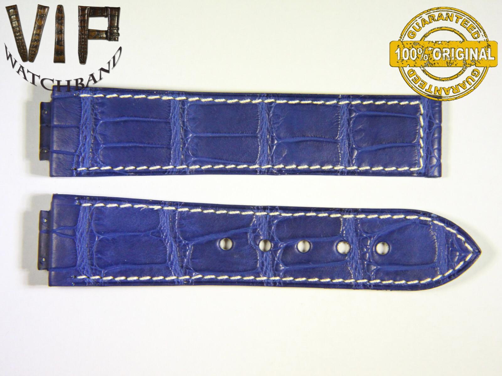 Jorg Hysek 24mm strap, crocodile, blue — face side