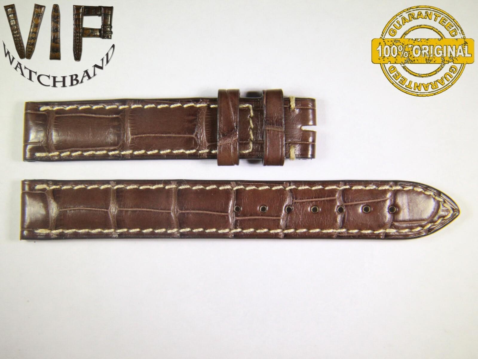 Longines 14mm strap, crocodile, brown — face side