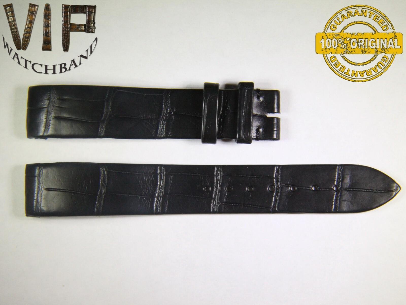 Longines 15mm strap, crocodile, black — face side