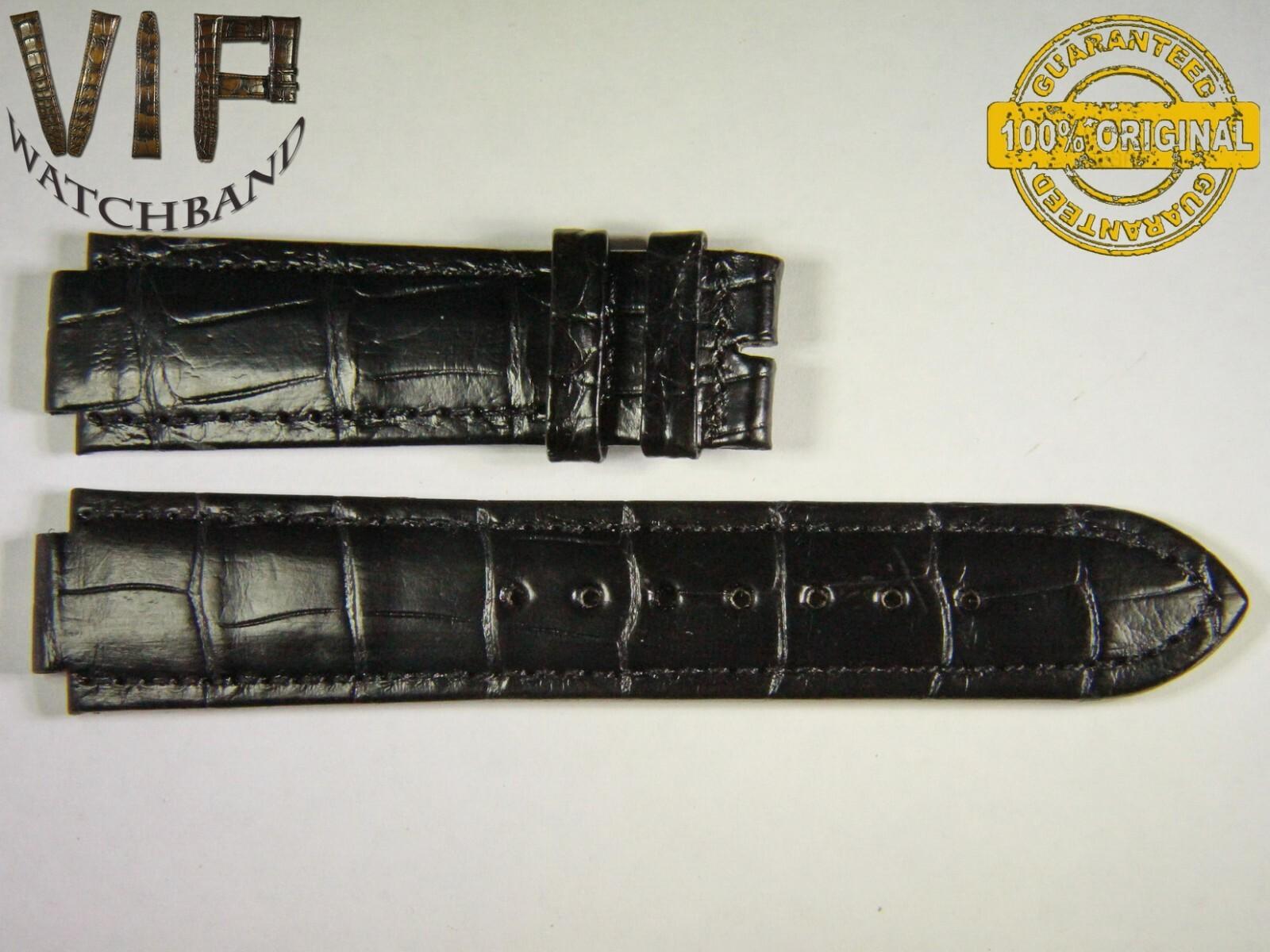 Longines 21mm strap, crocodile, black — face side