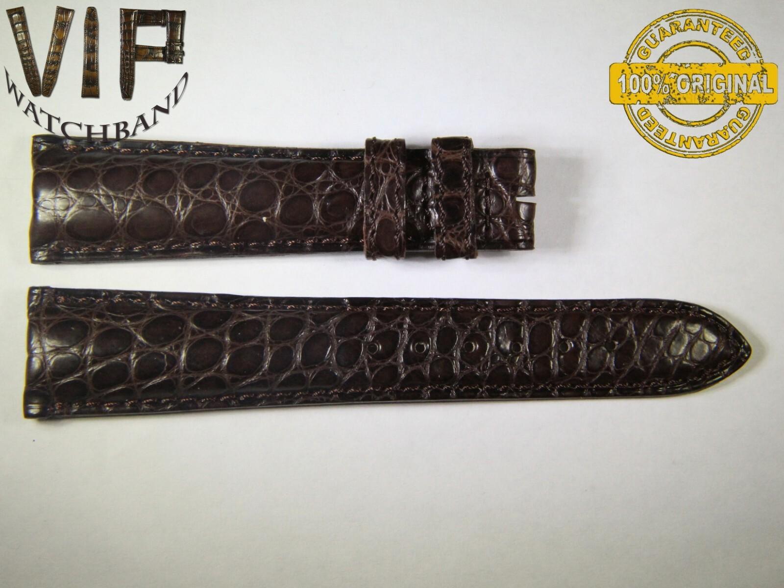 Longines 21mm strap, crocodile, brown — face side