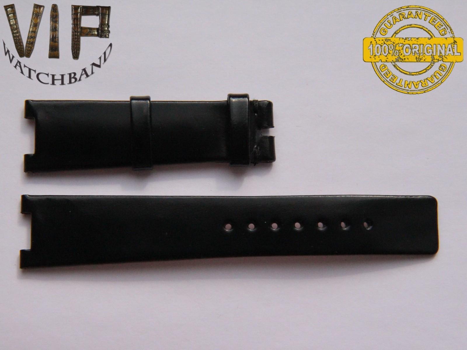Omega 19mm strap, calf leather, black — face side