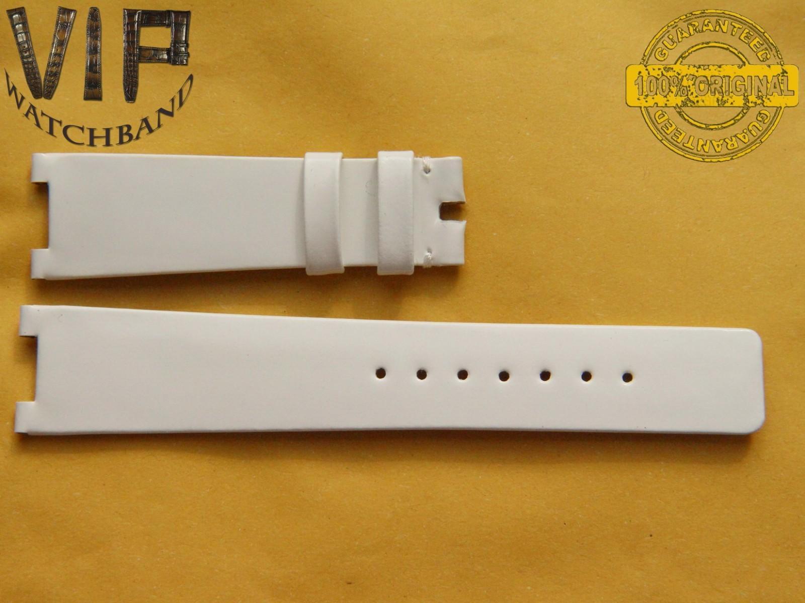 Omega 19mm strap, calf leather, white — face side