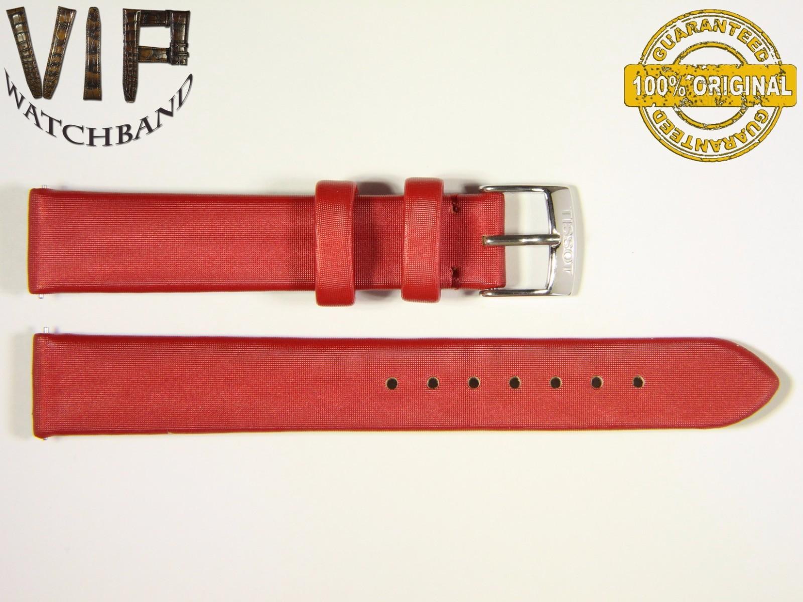 Tissot 15mm strap, satin, red — face side