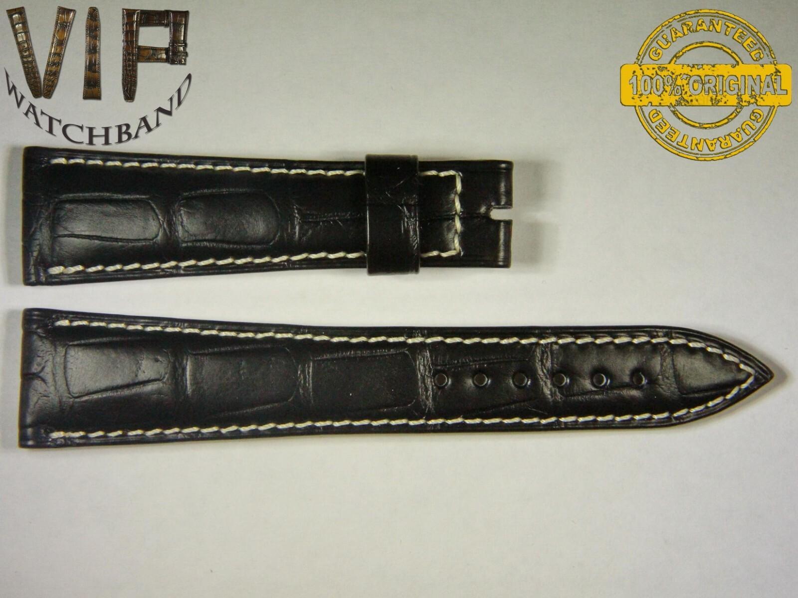 Breguet 21mm strap, crocodile, black — face side