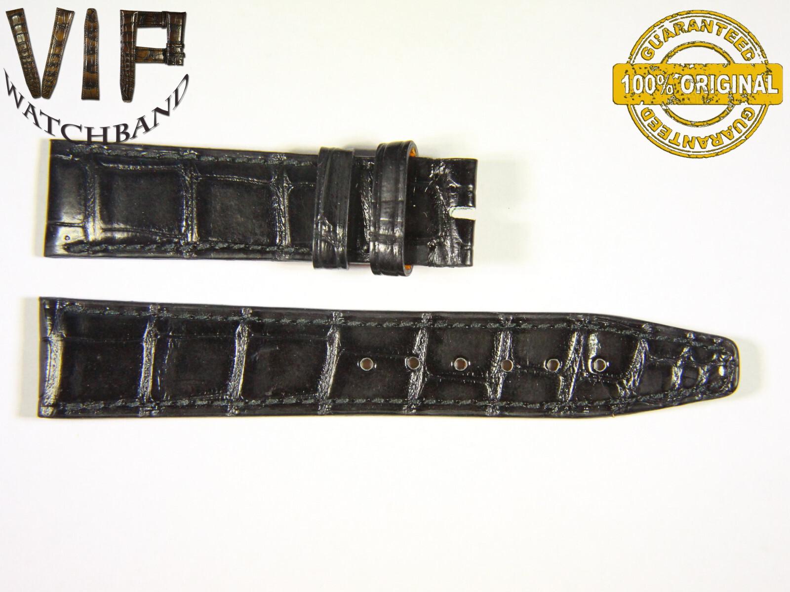 IWC 18mm strap, crocodile, black — face side
