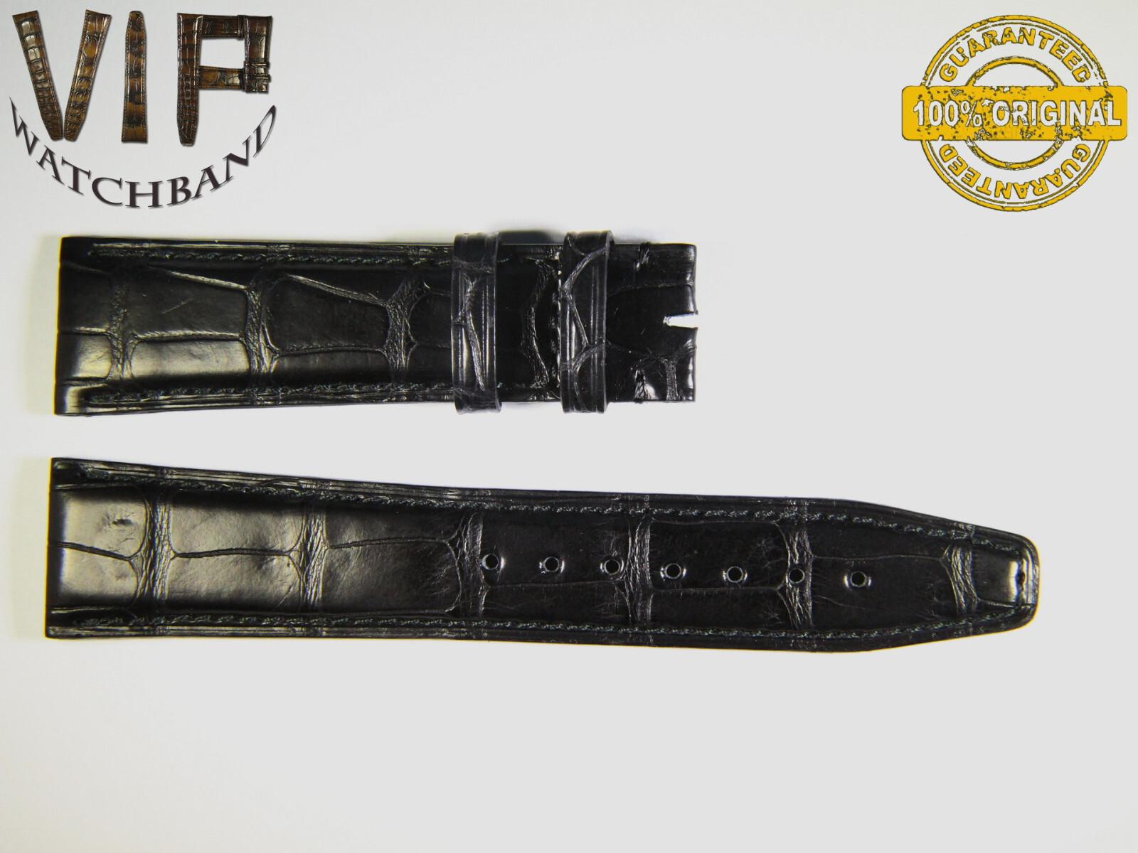 IWC 21mm strap, crocodile, black — face side