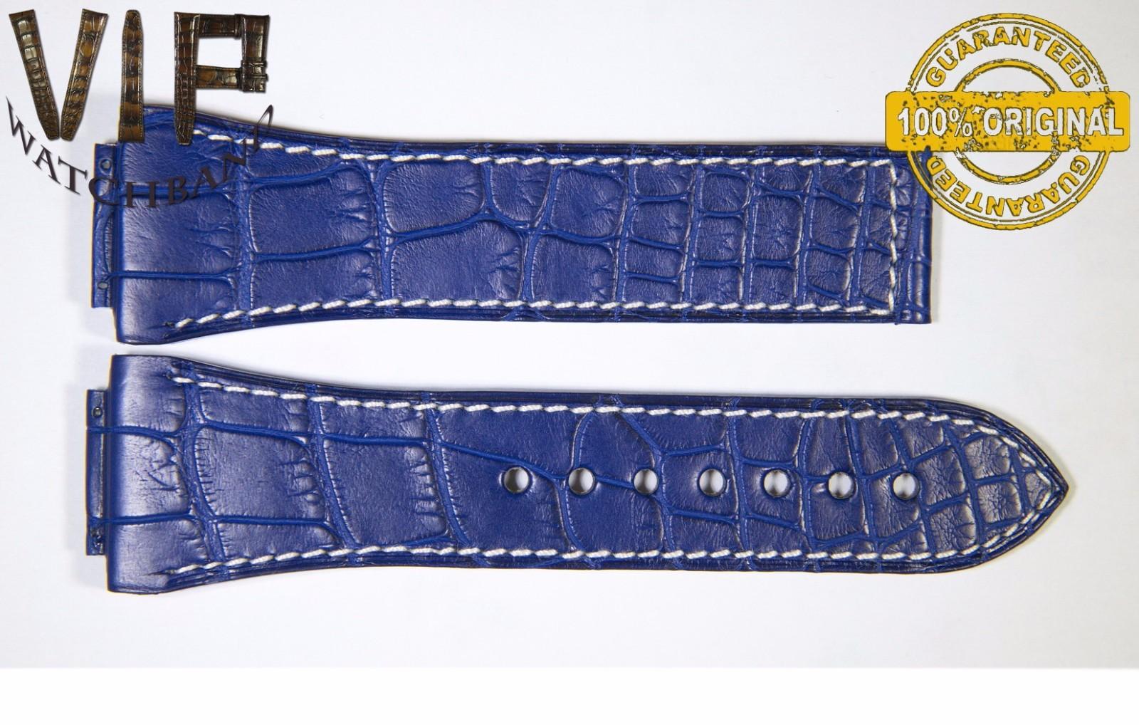 Jorg Hysek 28mm strap, crocodile, blue — face side