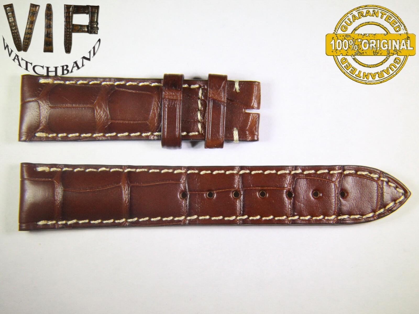 Longines 18mm strap, crocodile, brown — face side